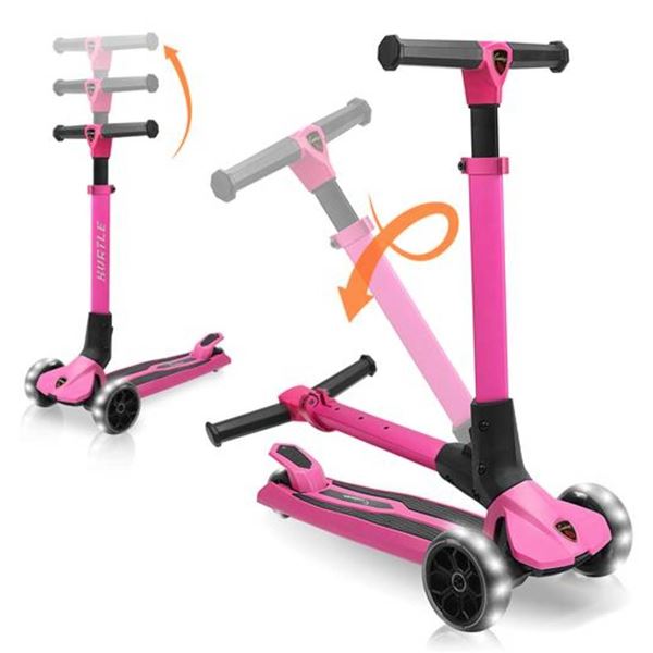3-Wheel Foldable Kids Scooter - Child Toy Scooter with Built-in LED Wheel Lights, Easy Maneuvering L