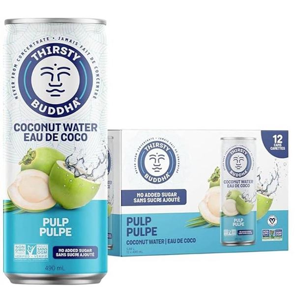 Thirsty Buddha Coconut Water Pulp 12-Pack 490ml