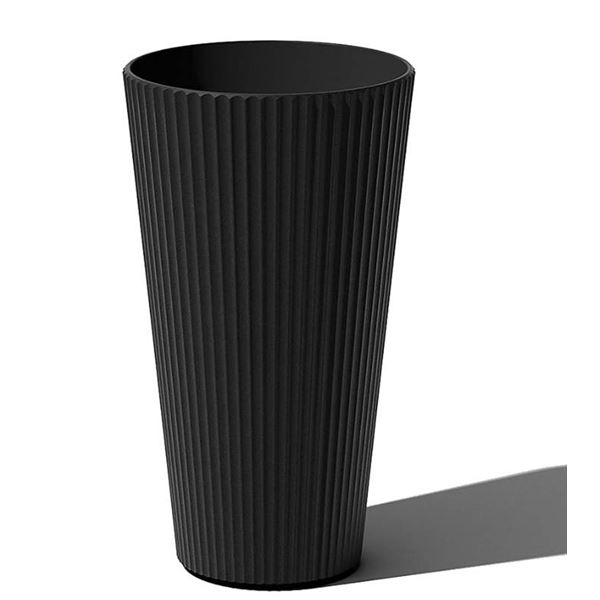 Lot of 4 -Â  Black Ribbed Plastic Planters