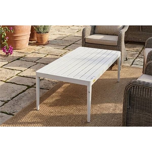 White Slatted Outdoor Table 60x110x40cm