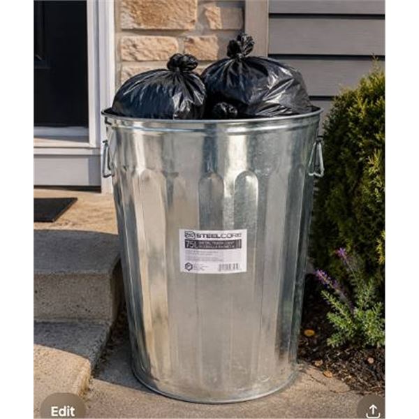 SteelCore 75L Galvanized Metal Trash Can