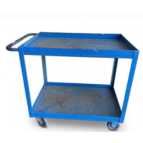 Blue Two-Shelf Rolling Utility Cart