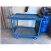 Image 2 : Blue Two-Shelf Rolling Utility Cart