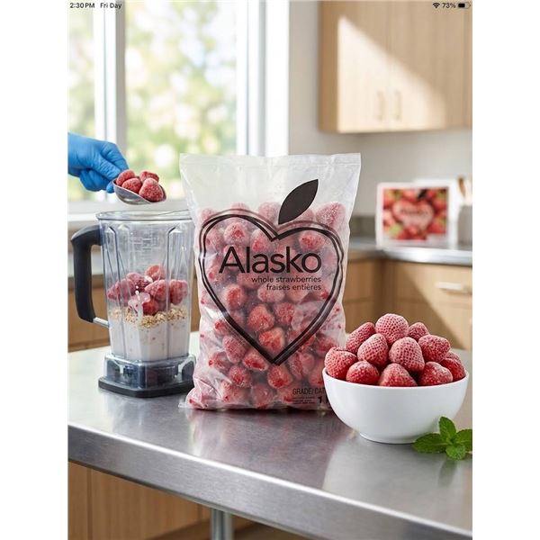 Alasko Whole Frozen Strawberries 1kg Bags (5 bags in lot)