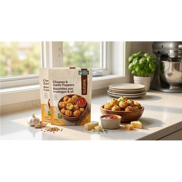 Quesava Cheese & Garlic Poppers, 4 Packs
