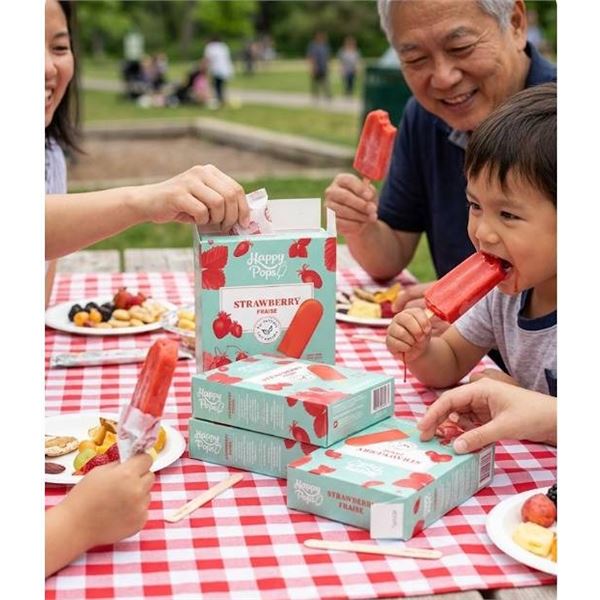 Happy Pops Strawberry Frozen Fruit Bars 8x4x66g