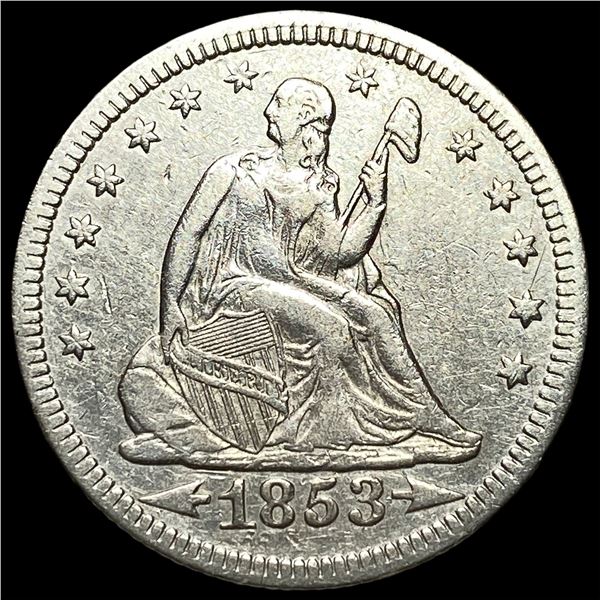 1853 Arrows/Rays Seated Liberty Quarter  CLOSELY UNCIRCULATED