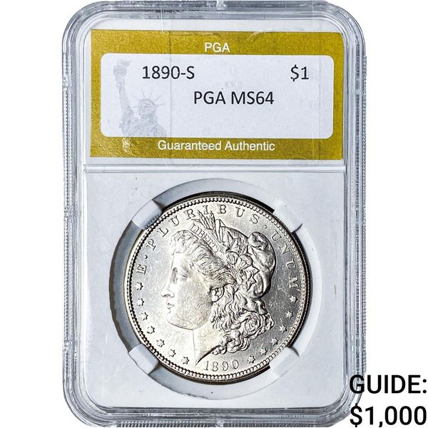 1890-S Morgan Silver Dollar PGA MS64