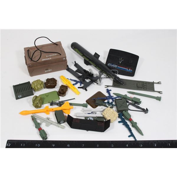 G.I. JOE PARTS LOT. BOMBS, BACKPACKS, WEAPONS,