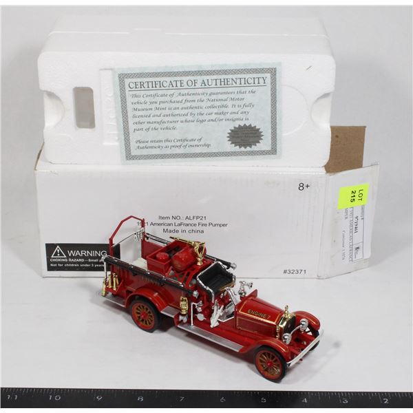 DIECAST 1921 AMERICAN LAFRANCE FIRE PUMPER