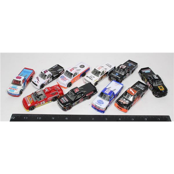 LOT OF 10 1:64 SCALE NASCAR TRUCK DIECAST CARS