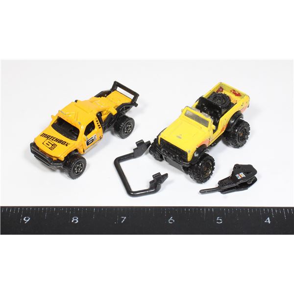 LOT OF TWO YELLOW OFFROAD MATCHBOX TOY CARS
