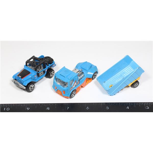 LOT OF THREE BLUE HOT WHEELS VEHICLES