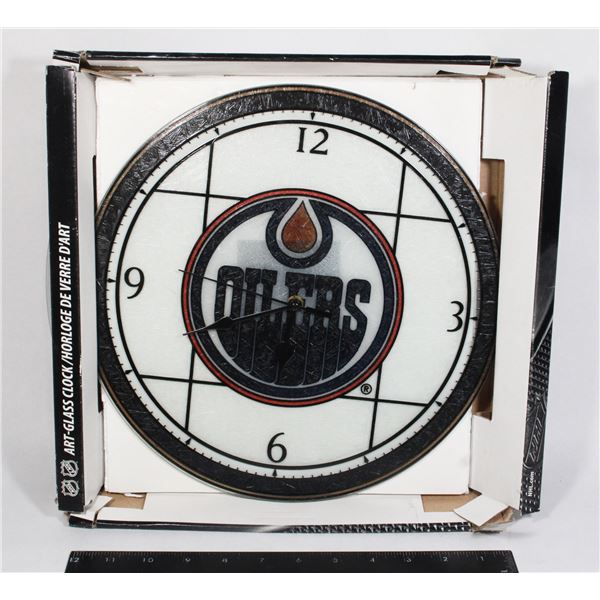 EDMONTON OILERS ART-GLASS CLOCK