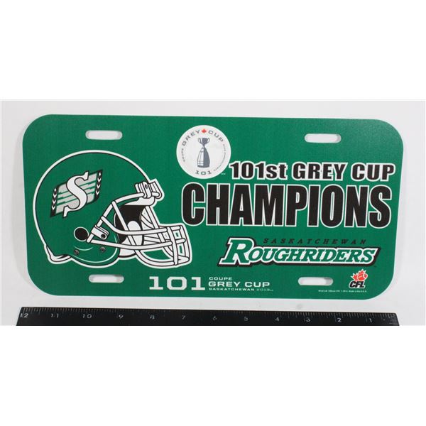 SASKATOON ROUGHRIDERS LICENSE PLATE 101 GREY CUP