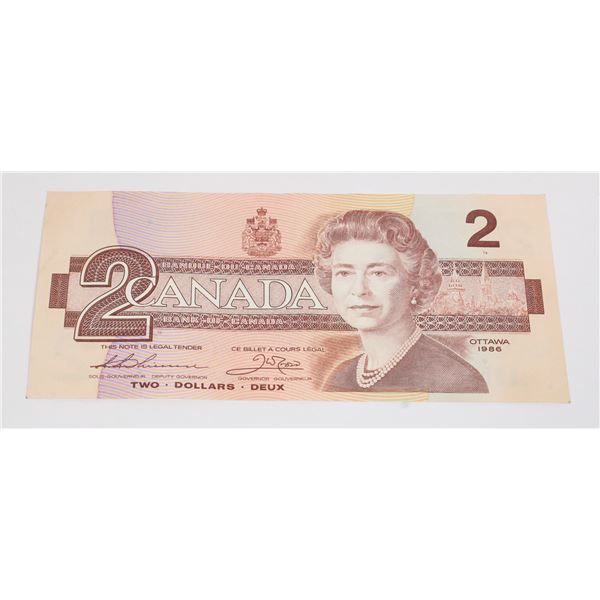 1986 CANADIAN 2 DOLLAR BILL