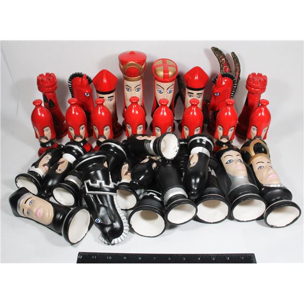 LARGE COMPLETE CERAMIC CHESS PIECES