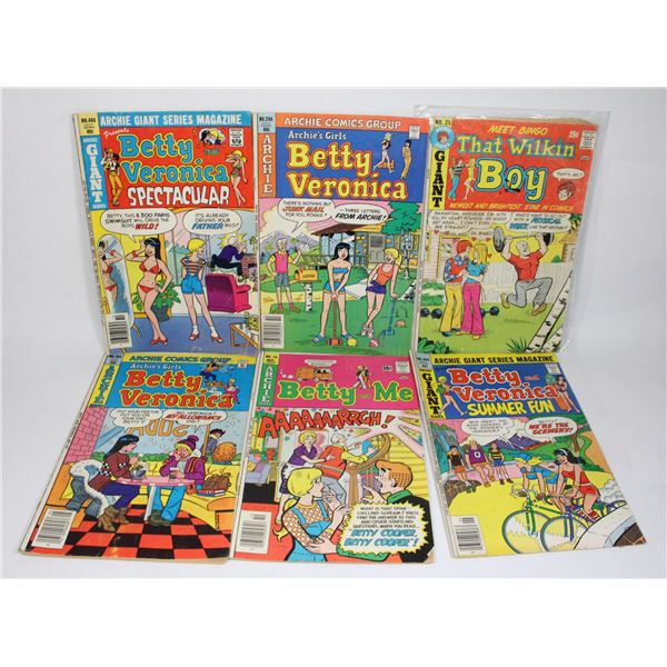 LOT OF 6 ARCHIE COMICS INCLUDING BETTY AND VERONIC