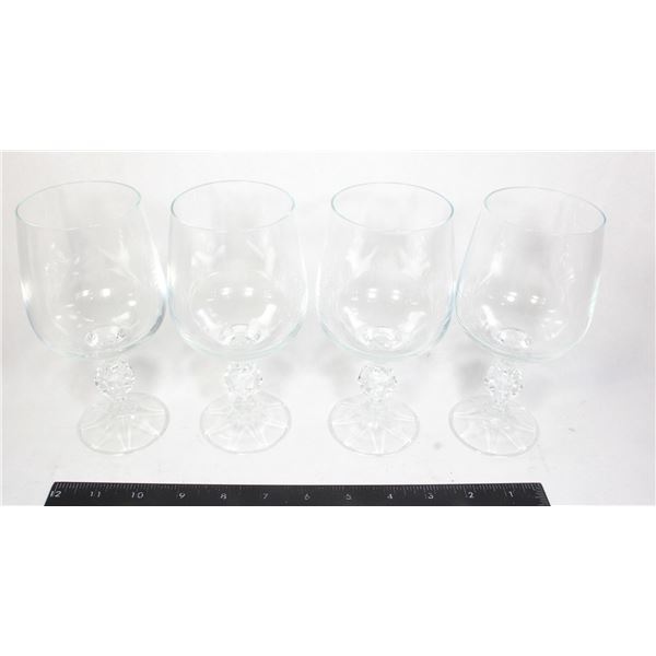 4 CRYSTAL WATER GOBLETS CLAUDIA