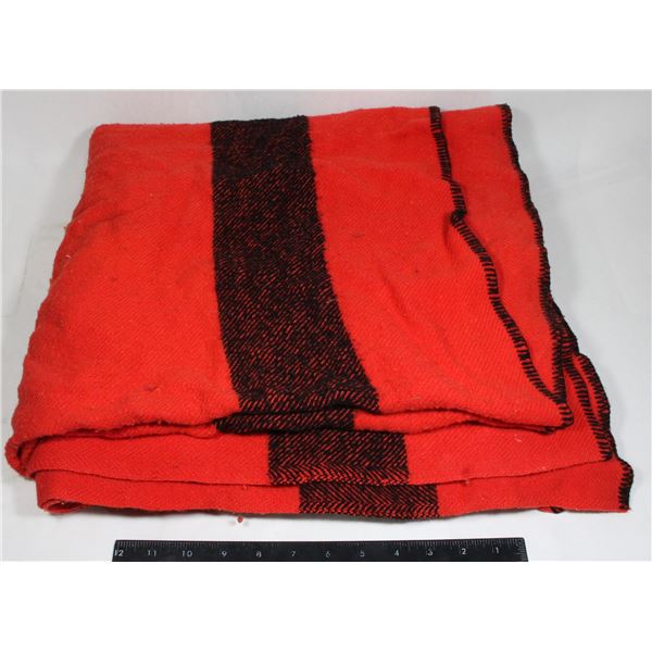VINTAGE RED AND BLACK WOOL BLANKET