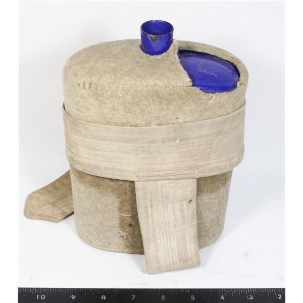 COBALT BLUE ENAMELED METAL BODY CANTEEN