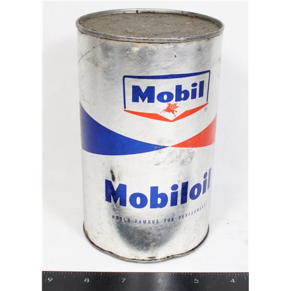 VINTAGE MOBIL OIL QUART METAL OIL CAN FEATURING