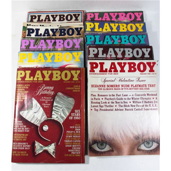BOX OF 1980 PLAYBOYS INCLUDING JANUARY,