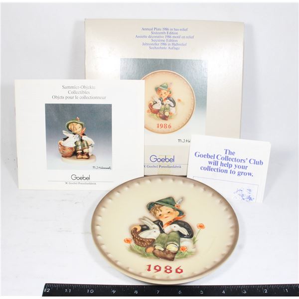 1986 GOEBEL M.J. HUMMEL ANNUAL PLATE