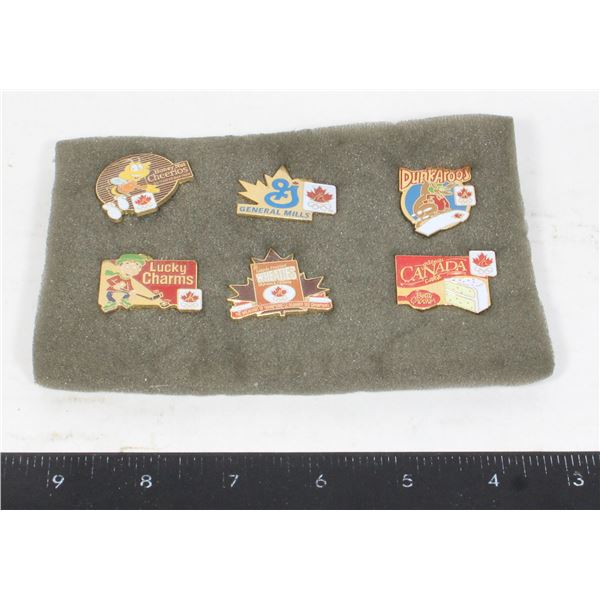 SIX VINTAGE GENERAL MILLS CANADA OLYMPIC PINS