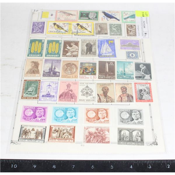 PAGE OF LATIN POSTAGE STAMPS