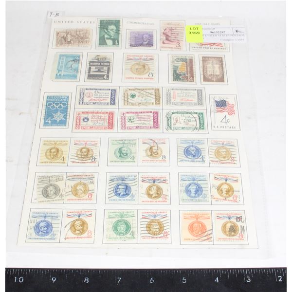 PAGE OF UNITED STATES POSTAGE STAMPS