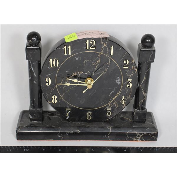 BLACK MARBLE (OR ONYX) DESK CLOCK