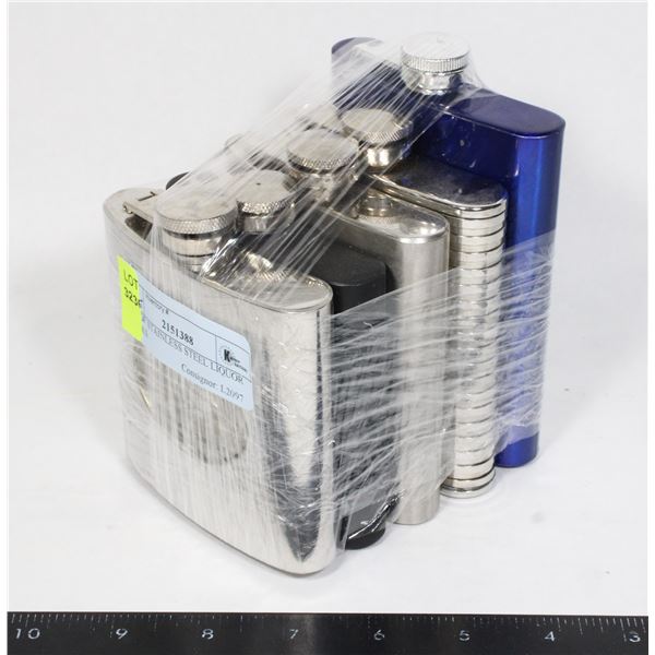 LOT OF STAINLESS STEEL LIQUOR FLASKS