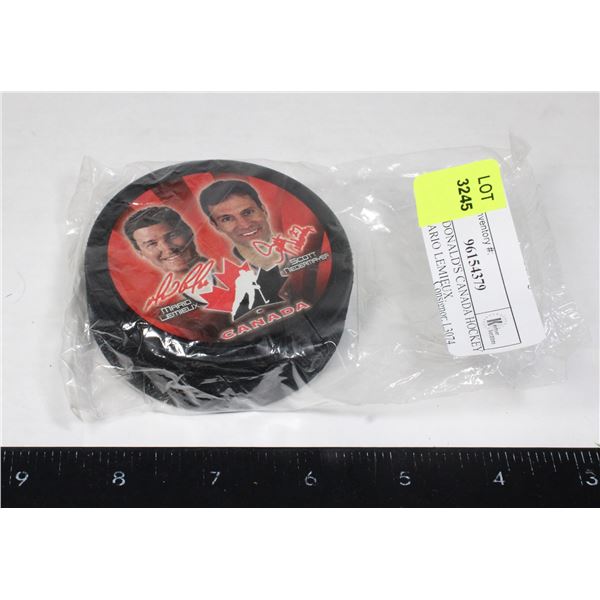2002 MCDONALD'S CANADA HOCKEY PUCK MARIO LEMIEUX