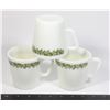 Image 1 : THREE PYREX DAISY SPRING BLOSSOM MILK GLASS
