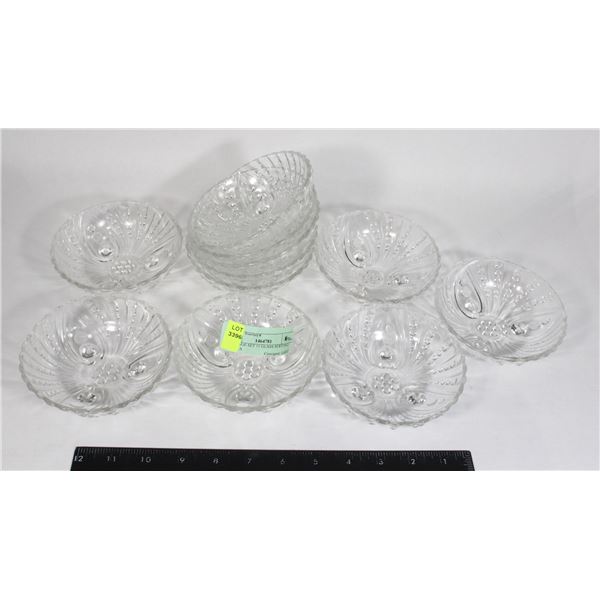 VINTAGE SET 11 GLASS SERVING BOWLS