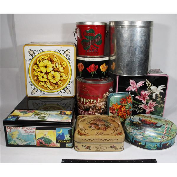 LOT OF TINS, SOME VINTAGE