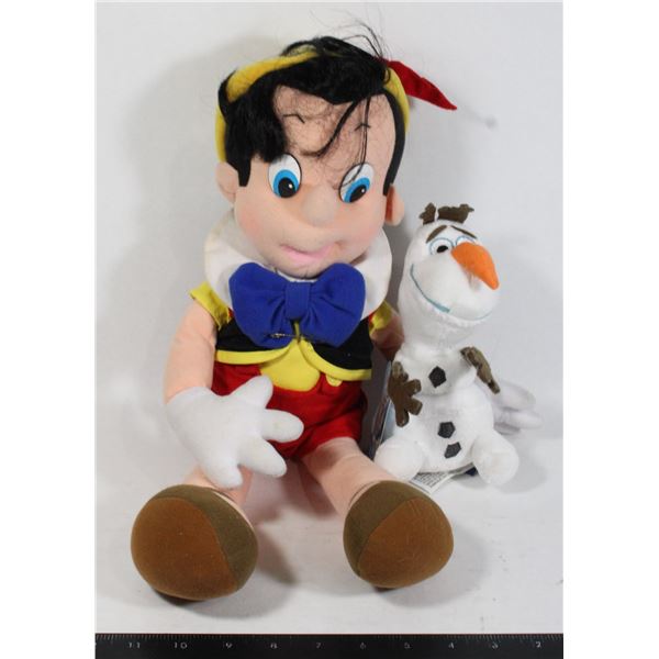 VINTAGE PINOCCHIO AND MODERN OLAF STUFFIES