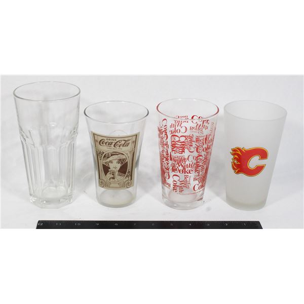 COLLECTION OF 4 MUGS FT. COCA COLA, CALGARY FLAMES