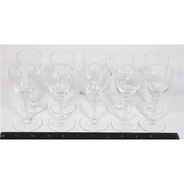 BOX OF SMALL CRYSTAL GLASSES