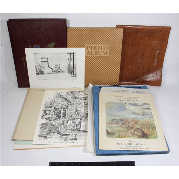 LOT OF VINTAGE PHOTO ALBUMS / PRINTED ARTWORK