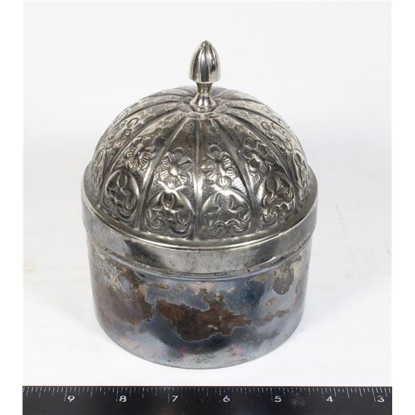VINTAGE INDIAN ORNATE SILVER COLOR CONTAINER
