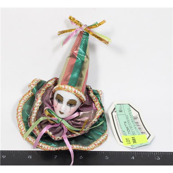 CORNERSTONE CREATIONS PORCELAIN CLOWN ORNAMENT