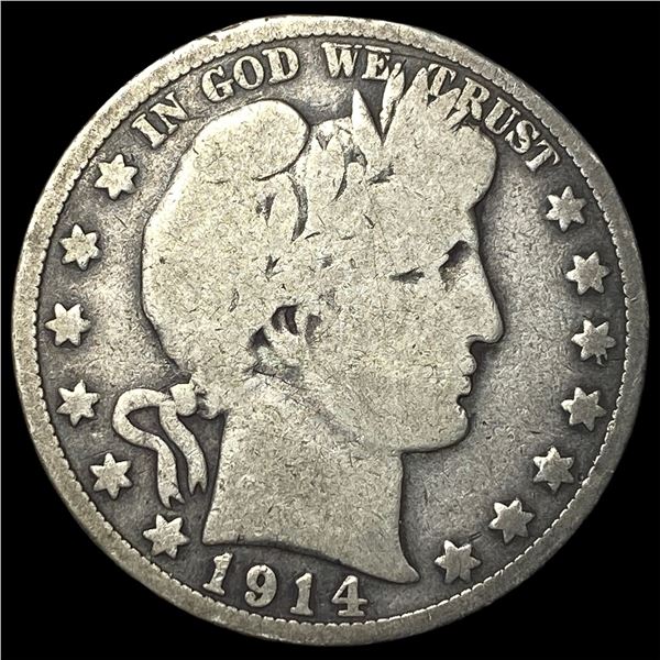 1914 Silver Barber Half Dollar LIGHTLY  CIRCULATED