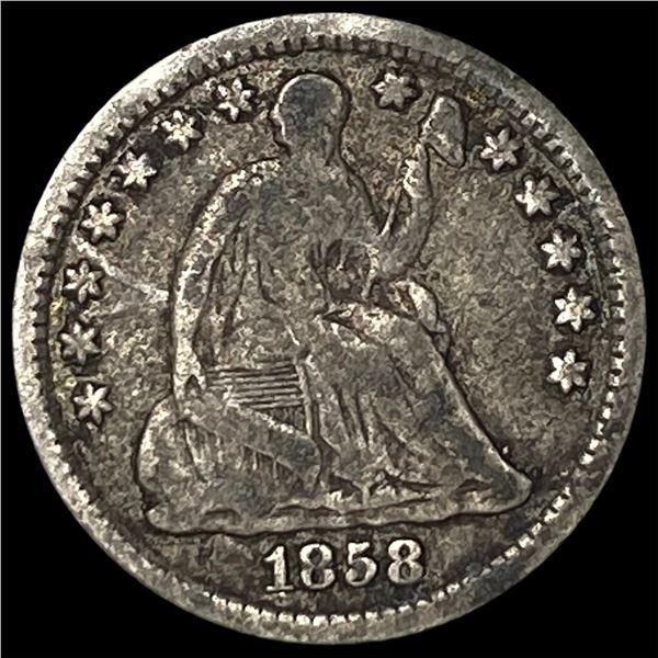 1858-O Silver Seated Liberty Half Dime  LIGHTLY CIRCULATED