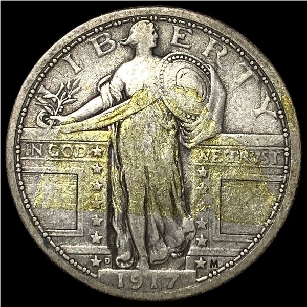 1917-D Type 1 Silver Standing Liberty Quarter  LIGHTLY CIRCULATED