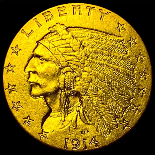 1914-D Gold Indian Head $2.5 Quarter Eagle  UNCIRCULATED