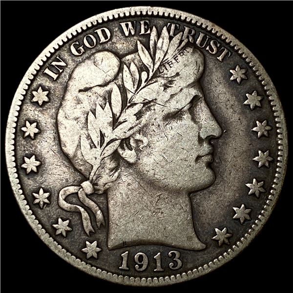 1913-S Silver Barber Half Dollar LIGHTLY  CIRCULATED