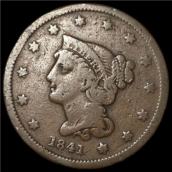 1841 Braided Hair Large Cent LIGHTLY  CIRCULATED