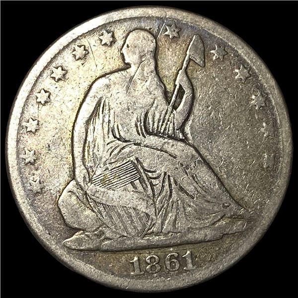 1861-S Silver Seated Liberty Half Dollar  NICELY CIRCULATED